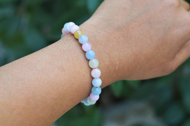 Perlenarmband Handgemachte Stein Morganit Edelstein 8 Mm Armband Steinarmband Weihnachtsgeschenk Naturstein von kashgaar