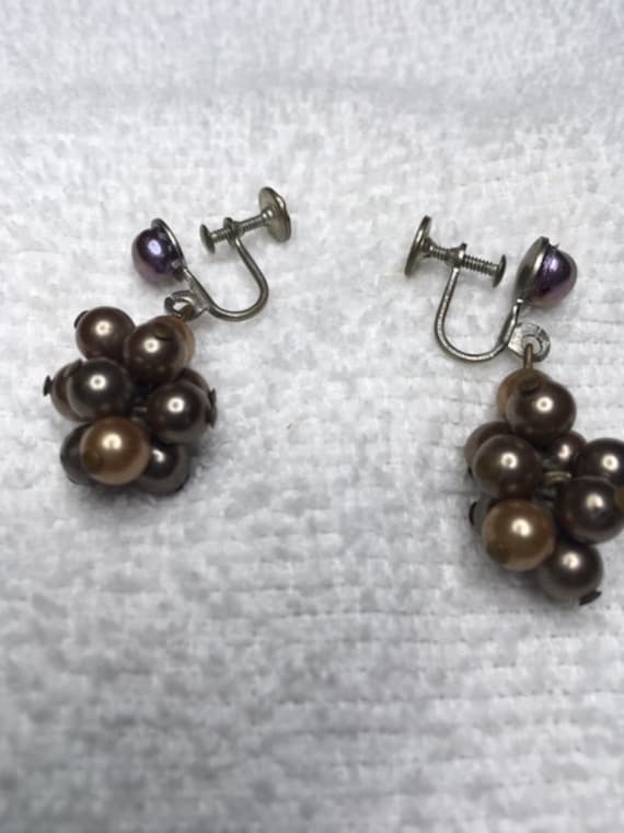 Vintage Ohrring Screwbacks Baumeln Bronze Perle Perlen Clusters Vintage Ohrring Screwbacks Baumeln Bronze Perle Perlen Clusters von kastex