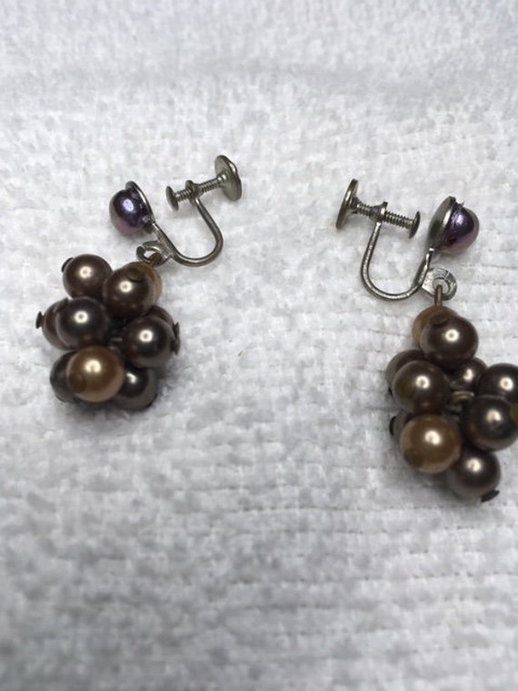 Vintage Ohrring Screwbacks Baumeln Bronze Perle Perlen Clusters Vintage Ohrring Screwbacks Baumeln Bronze Perle Perlen Clusters von kastex