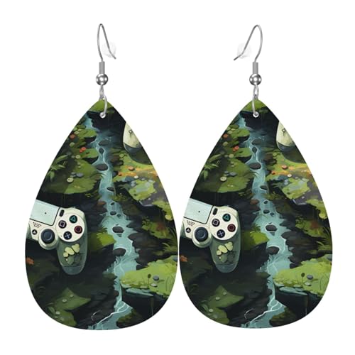 Anime Gamepad Print Leder Teardrop Ohrringe Auffällige baumelnde Tropfen Schmuck Idee Urlaub Geschenk für Sie Einheitsgröße Leder Kein Edelstein Einheitsgröße Leder Kein Edelstein, Einheitsgröße von kastiong
