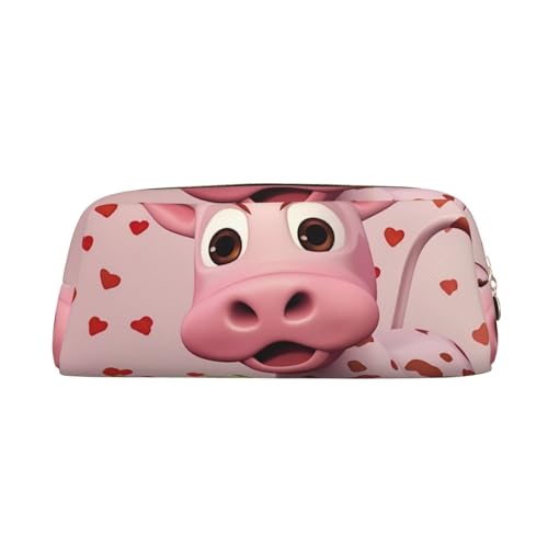 Federmäppchen, Motiv: rosa Kuh mit Erdbeeren, Federmäppchen mit Reißverschluss, tragbares Schreibwaren-Organizer, Federmäppchen – Büro Reisen, Gold, One Size, Art-Deco von kastiong