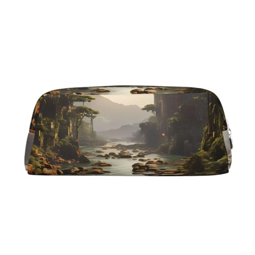 Federmäppchen mit Aufdruck "Berge und Flüsse", Federmäppchen mit Reißverschluss, tragbares Schreibwaren-Organizer, Federmäppchen – Büro und Reisen, Silber, One Size, Art-Deco Federmäppchen mit Aufdruck "Berge und Flüsse", Federmäppchen mit Reißverschluss, tragbares Schreibwaren-Organizer, Federmäppchen – Büro und Reisen, Silber, One Size, Art-Deco von kastiong