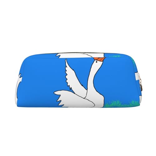Federmäppchen mit Aufschrift "White Goose Spread its Wings", Federmäppchen mit Reißverschluss, tragbares Schreibwaren-Organizer, Federmäppchen – Büro und Reisen von kastiong