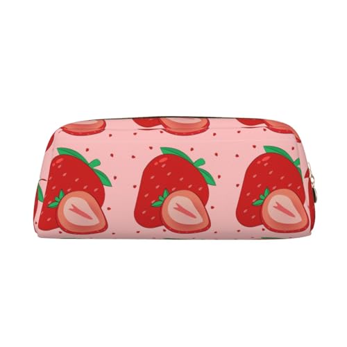 Federmäppchen mit Cartoon-Erdbeer-Druck, Federmäppchen mit Reißverschluss, tragbares Schreibwaren-Organizer, Federmäppchen – Büro und Reisen, Gold, One Size, Art-Deco von kastiong