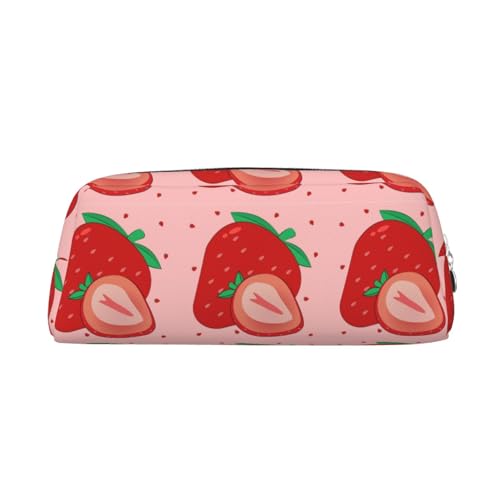 Federmäppchen mit Cartoon-Erdbeer-Druck, Federmäppchen mit Reißverschluss, tragbares Schreibwaren-Organizer, Federmäppchen – Büro und Reisen, Silber, One Size, Art-Deco Federmäppchen mit Cartoon-Erdbeer-Druck, Federmäppchen mit Reißverschluss, tragbares Schreibwaren-Organizer, Federmäppchen – Büro und Reisen, Silber, One Size, Art-Deco von kastiong