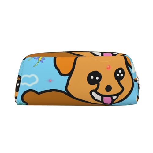 Federmäppchen mit Cartoon-Hunde-Aufdruck, Federmäppchen mit Reißverschluss, tragbares Schreibwaren-Organizer, Federmäppchen – Büro und Reisen, Gold, One Size, Art-Deco von kastiong