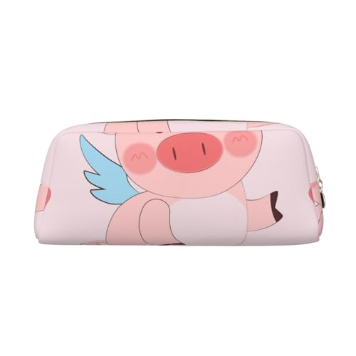 Federmäppchen mit Cartoon-Motiv mit fliegendem Schwein, Federmäppchen mit Reißverschluss, tragbarer Schreibwaren-Organizer, Federmäppchen – Büro und Reisen, Gold, One Size, Art-Deco von kastiong