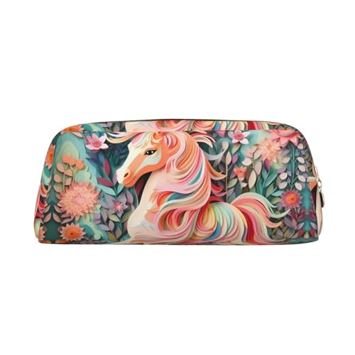 Federmäppchen mit Einhorn-Aufdruck, rosa Papierschnitt, Federmäppchen mit Reißverschluss, tragbares Schreibwaren-Organizer, Federmäppchen – Büro Reisen, Gold, One Size, Art-Deco von kastiong