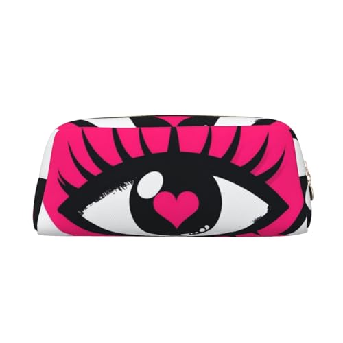 Federmäppchen mit Herzmotiv und Augenaufdruck, Federmäppchen mit Reißverschluss, tragbares Schreibwaren-Organizer, Federmäppchen – Büro und Reisen, Gold, One Size, Art-Deco von kastiong