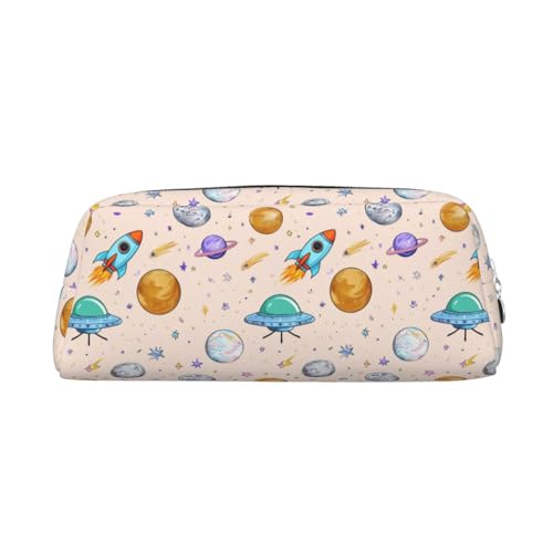 Federmäppchen mit Raketenschiff und Planeten-Druck, Federmäppchen mit Reißverschluss, tragbares Schreibwaren-Organizer, Federmäppchen – Büro und Reisen, Silber, One Size, Art-Deco Federmäppchen mit Raketenschiff und Planeten-Druck, Federmäppchen mit Reißverschluss, tragbares Schreibwaren-Organizer, Federmäppchen – Büro und Reisen, Silber, One Size, Art-Deco von kastiong