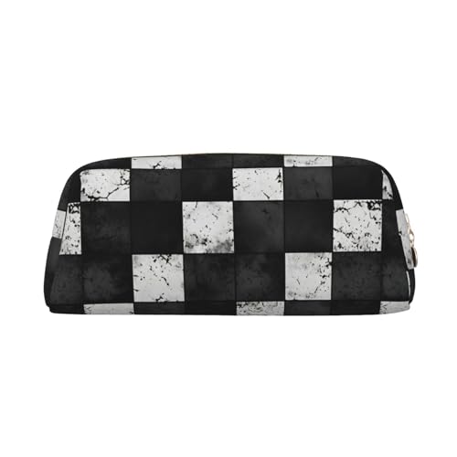 Federmäppchen mit Schachbrettmuster, Federmäppchen mit Reißverschluss, tragbares Schreibwaren-Organizer, Federmäppchen – Büro und Reisen, Gold, One Size, Art-Deco von kastiong