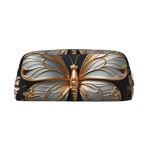 Federmäppchen mit Schmetterlings-Aufdruck, mit Reißverschluss, tragbares Schreibwaren-Organizer, Federmäppchen – Büro und Reisen, Gold, One Size, Art-Deco Federmäppchen mit Schmetterlings-Aufdruck, mit Reißverschluss, tragbares Schreibwaren-Organizer, Federmäppchen – Büro und Reisen, Gold, One Size, Art-Deco von kastiong