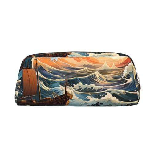 Federmäppchen mit See- und Segeldruck, Federmäppchen mit Reißverschluss, tragbares Schreibwaren-Organizer, Federmäppchen – Büro und Reisen, Gold, One Size, Art-Deco von kastiong