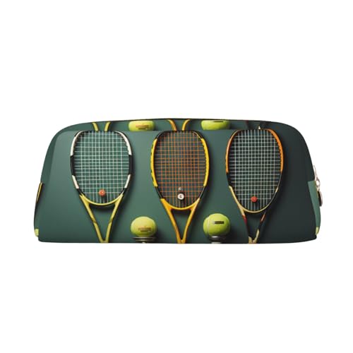 Federmäppchen mit Tennisbällen und Schlägern, Federmäppchen mit Reißverschluss, tragbares Schreibwaren-Organizer, Federmäppchen – Büro und Reisen, Gold, One Size, Art-Deco von kastiong