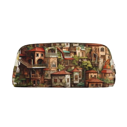 Federmäppchen mit Traumschloss-Aufdruck, Federmäppchen mit Reißverschluss, tragbares Schreibwaren-Organizer, Federmäppchen – Büro und Reisen, gold, Einheitsgröße, Art déco von kastiong