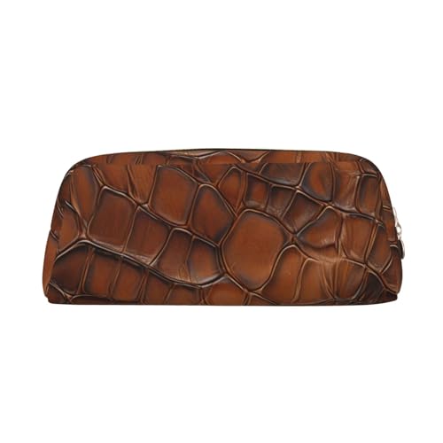 Federmäppchen mit braunem Reptilien-Druck, Federmäppchen mit Reißverschluss, tragbares Schreibwaren-Organizer, Federmäppchen – Büro und Reisen, Gold, One Size, Art-Deco von kastiong