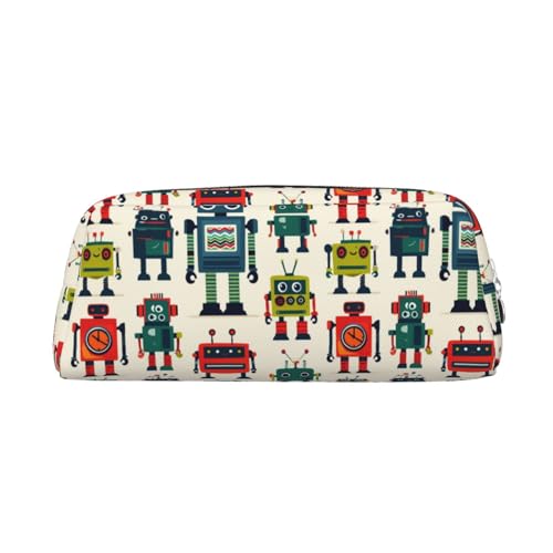 Federmäppchen mit buntem Cartoon-Roboterdruck, Federmäppchen mit Reißverschluss, tragbares Schreibwaren-Organizer, Federmäppchen – Büro und Reisen, Silber, One Size, Art-Deco von kastiong