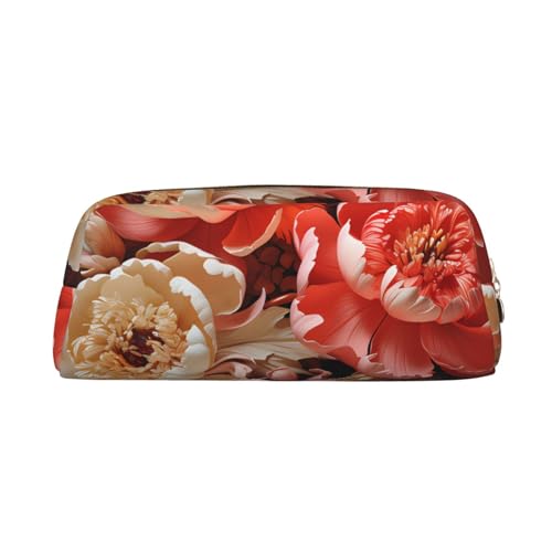 Federmäppchen mit buntem Pfingstrosen-Druck, Federmäppchen mit Reißverschluss, tragbares Schreibwaren-Organizer, Federmäppchen – Büro und Reisen, Gold, One Size, Art-Deco von kastiong