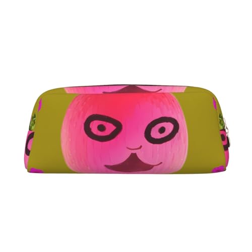 Federmäppchen mit lustigem Gesicht, Pfirsichdruck, Federmäppchen mit Reißverschluss, tragbares Schreibwaren-Organizer, Federmäppchen – Büro und Reisen, Gold, One Size, Art-Deco von kastiong