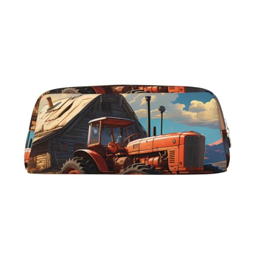 Federmäppchen mit rotem Traktor-Druck, Federmäppchen mit Reißverschluss, tragbares Schreibwaren-Organizer, Federmäppchen – Büro und Reisen, Gold, One Size, Art-Deco von kastiong