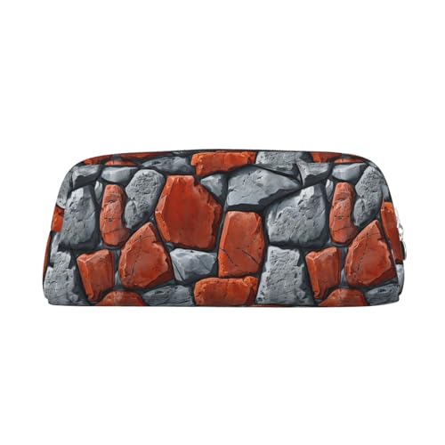 Federmäppchen mit rotem und grauem Steinwanddruck, Federmäppchen mit Reißverschluss, tragbares Schreibwaren-Organizer, Federmäppchen – Büro und Reisen, Silber, One Size, Art-Deco Federmäppchen mit rotem und grauem Steinwanddruck, Federmäppchen mit Reißverschluss, tragbares Schreibwaren-Organizer, Federmäppchen – Büro und Reisen, Silber, One Size, Art-Deco von kastiong