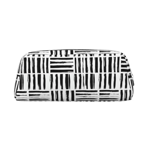 Federmäppchen mit schwarz-weiß gestreiftem Druck, Federmäppchen mit Reißverschluss, tragbares Schreibwaren-Organizer, Federmäppchen – Büro Reisen, Silber, One Size, Art-Deco Federmäppchen mit schwarz-weiß gestreiftem Druck, Federmäppchen mit Reißverschluss, tragbares Schreibwaren-Organizer, Federmäppchen – Büro Reisen, Silber, One Size, Art-Deco von kastiong