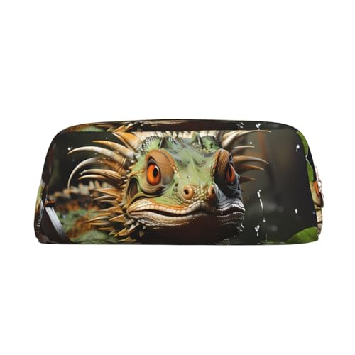 Federmäppchen mit stacheligen Eidechsen, Federmäppchen mit Reißverschluss, tragbares Schreibwaren-Organizer, Federmäppchen – Büro und Reisen, Gold, One Size, Art-Deco von kastiong