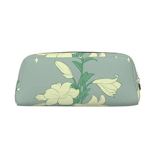 Federmäppchen mit weißem Lilien-Motiv, Federmäppchen mit Reißverschluss, tragbares Schreibwaren-Organizer, Federmäppchen – Büro und Reisen, Gold, One Size, Art-Deco von kastiong