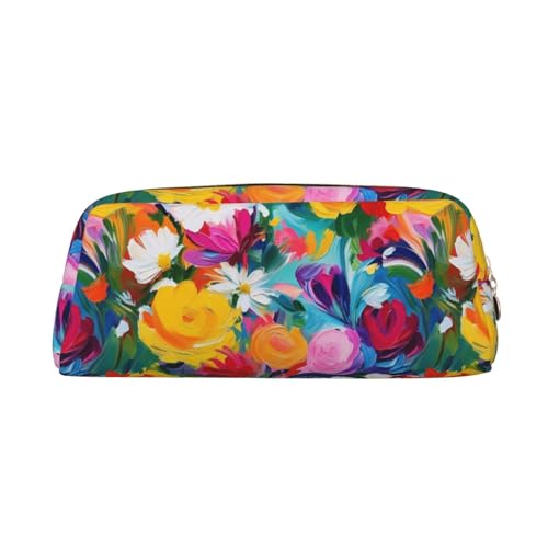 Impasto Federmäppchen mit Blumendruck, Federmäppchen mit Reißverschluss, tragbares Schreibwaren-Organizer, Federmäppchen – Büro Reisen, Gold, One Size, Art-Deco von kastiong