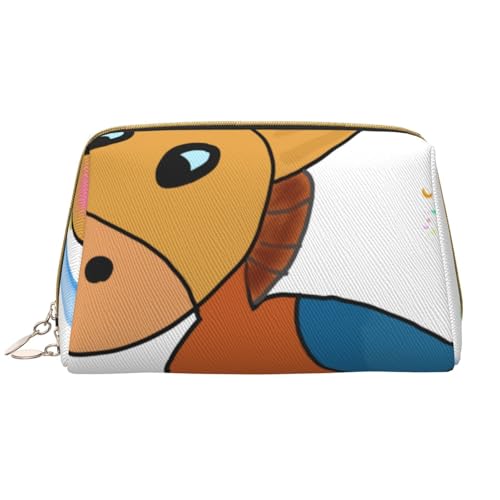 Tragbare Leder-Make-up-Tasche für Damen – Reise-Kosmetik-Organizer, große Make-up-Tasche mit Mule-Muster von kastiong