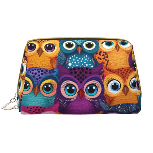 Tragbare Make-up-Tasche aus Leder für Damen – Reise-Kosmetik-Organizer, große Cartoon-Eulengesichter, Make-up-Tasche Tragbare Make-up-Tasche aus Leder für Damen – Reise-Kosmetik-Organizer, große Cartoon-Eulengesichter, Make-up-Tasche von kastiong