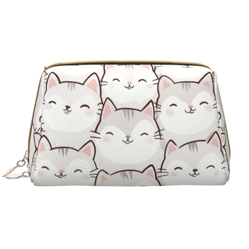 Tragbare Make-up-Tasche aus Leder für Damen – Reise-Kosmetik-Organizer, große Cartoon-Make-up-Tasche mit weißen Katzen Tragbare Make-up-Tasche aus Leder für Damen – Reise-Kosmetik-Organizer, große Cartoon-Make-up-Tasche mit weißen Katzen von kastiong