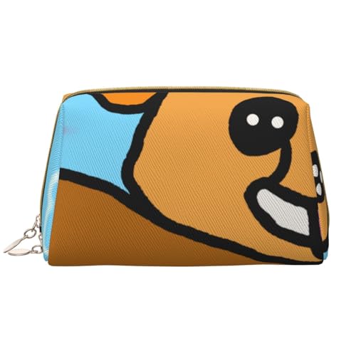 Tragbare Make-up-Tasche aus Leder für Damen – Reise-Kosmetik-Organizer, große Make-up-Tasche mit Cartoon-Hunde-Aufdruck von kastiong