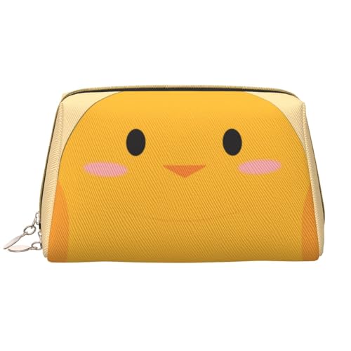 Tragbare Make-up-Tasche aus Leder für Damen – Reise-Kosmetik-Organizer, große Make-up-Tasche mit Cartoon-Kükenaufdruck von kastiong