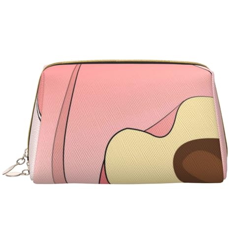 Tragbare Make-up-Tasche aus Leder für Damen – Reise-Kosmetik-Organizer, große Make-up-Tasche mit Cartoon-Pfirsich-Druck von kastiong