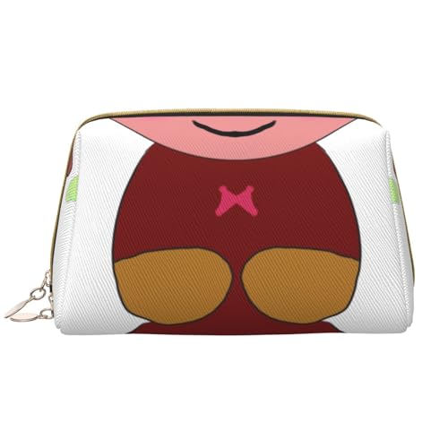 Tragbare Make-up-Tasche aus Leder für Damen – Reise-Kosmetik-Organizer, große Make-up-Tasche mit fröhlichem Cartoon-Schweine-Aufdruck von kastiong