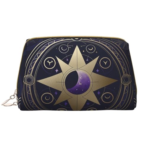 Tragbare Make-up-Tasche aus Leder für Damen – Reise-Kosmetik-Organizer, große mystische Symbole, bedruckt, Make-up-Tasche von kastiong