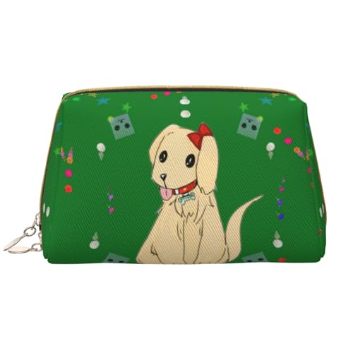 Tragbare Make-up-Tasche aus Leder für Damen – Reise-Kosmetik-Organizer, großer Cartoon-Hund auf Gras, Make-up-Tasche Tragbare Make-up-Tasche aus Leder für Damen – Reise-Kosmetik-Organizer, großer Cartoon-Hund auf Gras, Make-up-Tasche von kastiong