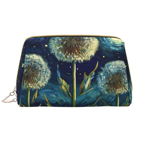 Tragbare Make-up-Tasche aus Leder für Damen – Reise-Kosmetik-Organizer, großer Löwenzahn im Nachthimmel-Aufdruck, Make-up-Tasche Tragbare Make-up-Tasche aus Leder für Damen – Reise-Kosmetik-Organizer, großer Löwenzahn im Nachthimmel-Aufdruck, Make-up-Tasche von kastiong