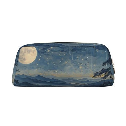 Tranquil Night Print Federmäppchen mit Reißverschluss, tragbarer Schreibwaren-Organizer, Stiftemäppchen – Büro Reise, gold, one size, Art déco. von kastiong