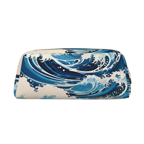 Ukiyo-e Federmäppchen mit Wellen-Druck, Federmäppchen mit Reißverschluss, tragbares Schreibwaren-Organizer, Federmäppchen – Büro Reisen von kastiong