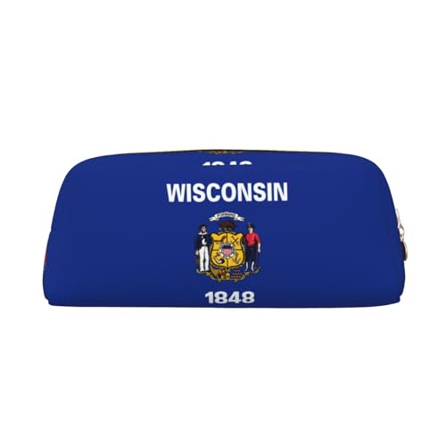 Wisconsin Federmäppchen mit Staatsflaggen-Druck, Federmäppchen mit Reißverschluss, tragbares Schreibwaren-Organizer, Federmäppchen – Büro Reisen, Gold, One Size, Art-Deco von kastiong