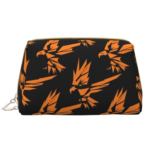 kastiong Tragbare Leder-Make-up-Tasche für Damen, Reise-Kosmetik-Organizer, groß, bernsteinfarbener orangefarbener Adler-Druck von kastiong