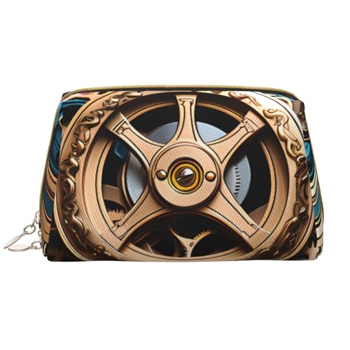 kastiong Tragbare Leder-Make-up-Tasche für Damen – Reise-Kosmetik-Organizer, groß, cooler Steampunk-Zahnrad-Aufdruck, Make-up-Tasche von kastiong