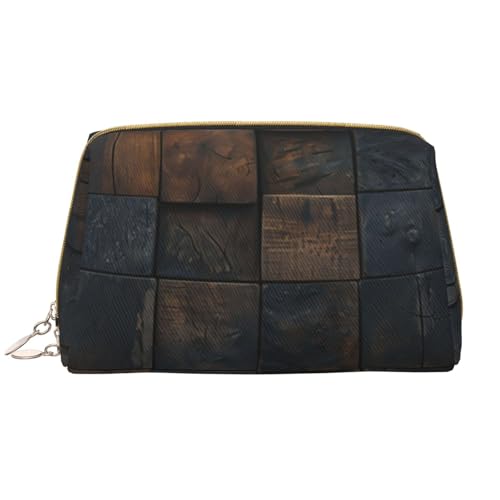 kastiong Tragbare Leder-Make-up-Tasche für Damen – Reise-Kosmetik-Organizer, groß, rustikal, dunkle Holzfliesen-Druck, Make-up-Tasche kastiong Tragbare Leder-Make-up-Tasche für Damen – Reise-Kosmetik-Organizer, groß, rustikal, dunkle Holzfliesen-Druck, Make-up-Tasche von kastiong
