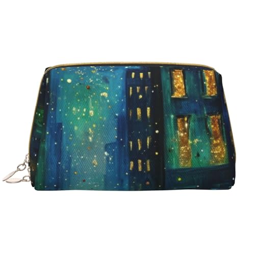 kastiong Tragbare Leder-Make-up-Tasche für Damen – Reise-Kosmetik-Organizer, groß, urbane, leuchtende Nachtszene, Make-up-Tasche kastiong Tragbare Leder-Make-up-Tasche für Damen – Reise-Kosmetik-Organizer, groß, urbane, leuchtende Nachtszene, Make-up-Tasche von kastiong