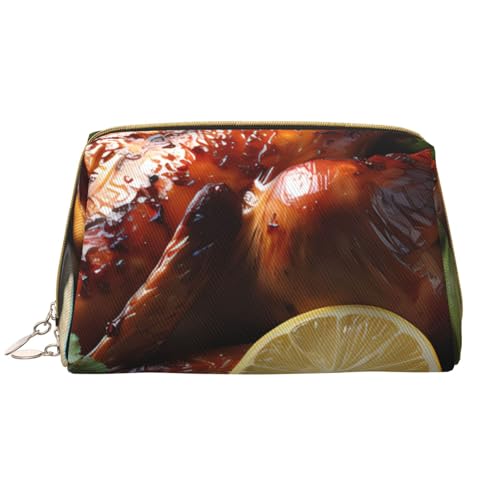 kastiong Tragbare Leder-Make-up-Tasche für Damen – Reise-Kosmetik-Organizer, groß, verführerischer Braten Truthahn-Druck, Make-up-Tasche von kastiong