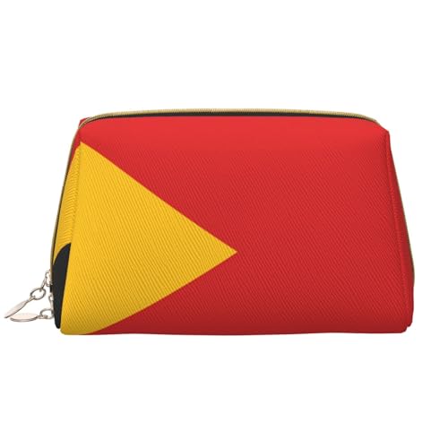 kastiong Tragbare Leder-Make-up-Tasche für Damen – Reise-Kosmetik-Organizer, große Flagge von Timor-Leste-Druck, Make-up-Tasche kastiong Tragbare Leder-Make-up-Tasche für Damen – Reise-Kosmetik-Organizer, große Flagge von Timor-Leste-Druck, Make-up-Tasche von kastiong