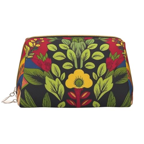 kastiong Tragbare Leder-Make-up-Tasche für Damen – Reise-Kosmetik-Organizer, große Make-up-Tasche im mexikanischen Stil von kastiong