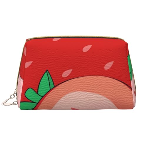 kastiong Tragbare Leder-Make-up-Tasche für Damen – Reise-Kosmetik-Organizer, große Make-up-Tasche mit Cartoon-Erdbeerdruck kastiong Tragbare Leder-Make-up-Tasche für Damen – Reise-Kosmetik-Organizer, große Make-up-Tasche mit Cartoon-Erdbeerdruck von kastiong